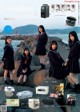 A group of young women in school uniforms posing for a magazine.